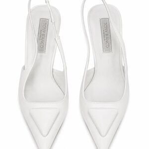 Tony Bianco White Leather Pointed Toe Slingback Heels US 9